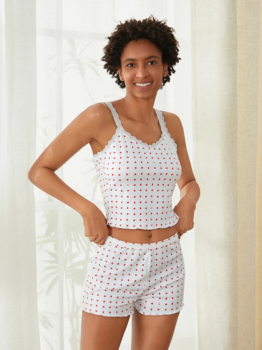 Floral/Heart Print Pajama Set