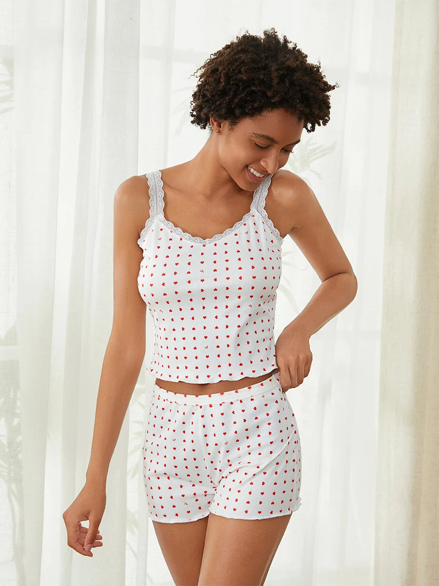 Floral/Heart Print Pajama Set