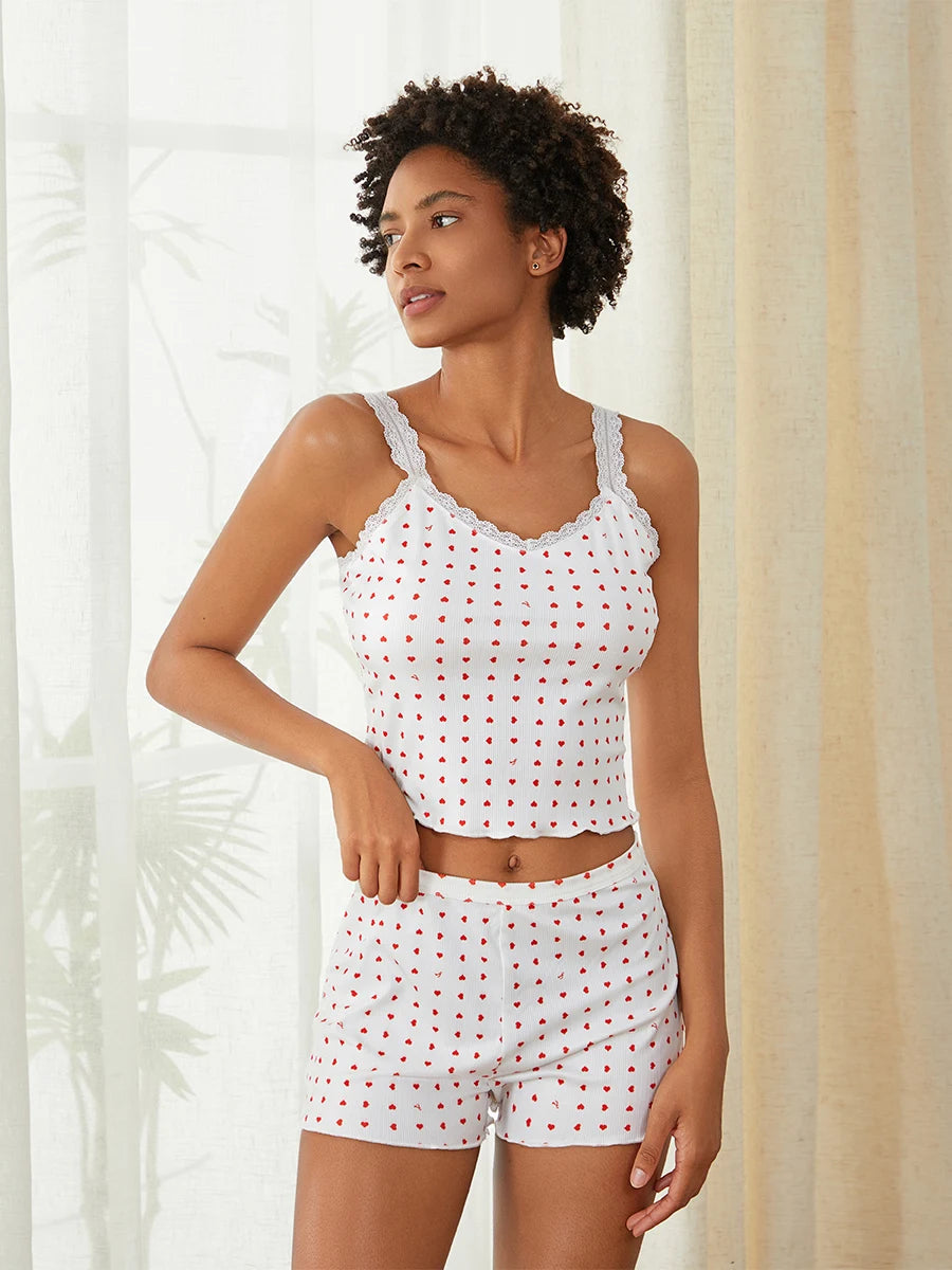 Floral/Heart Print Pajama Set